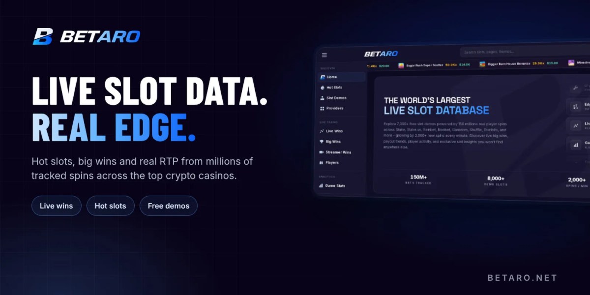 Betaro slot data dashboard showing hot slots, live wins and demo counts