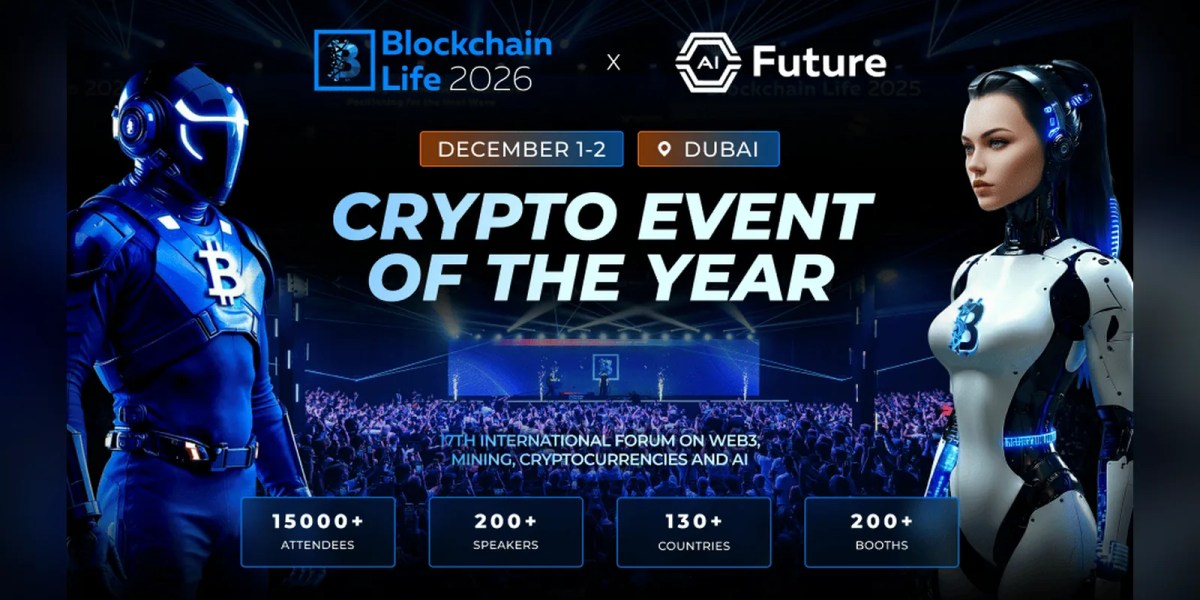 Blockchain Life 2026 Dubai banner, 1 to 2 December