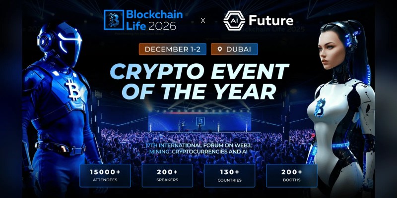 Blockchain Life 2026 Dubai banner, 1 to 2 December