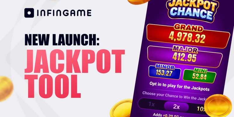 Infingame Jackpot Chance tool showing Grand, Major, Minor and Mini jackpots on a phone screen