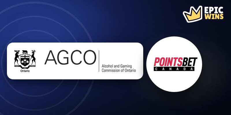 AGCO and PointsBet Canada logos on a blue background with the EpicWins logo